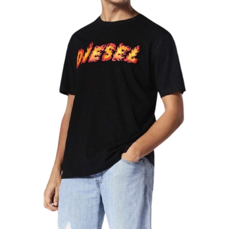 Diesel T Just Sh Men's T Shirt Crew Neck Graphic Printed Casual Summer Cotton Tee Red/Black/Blue