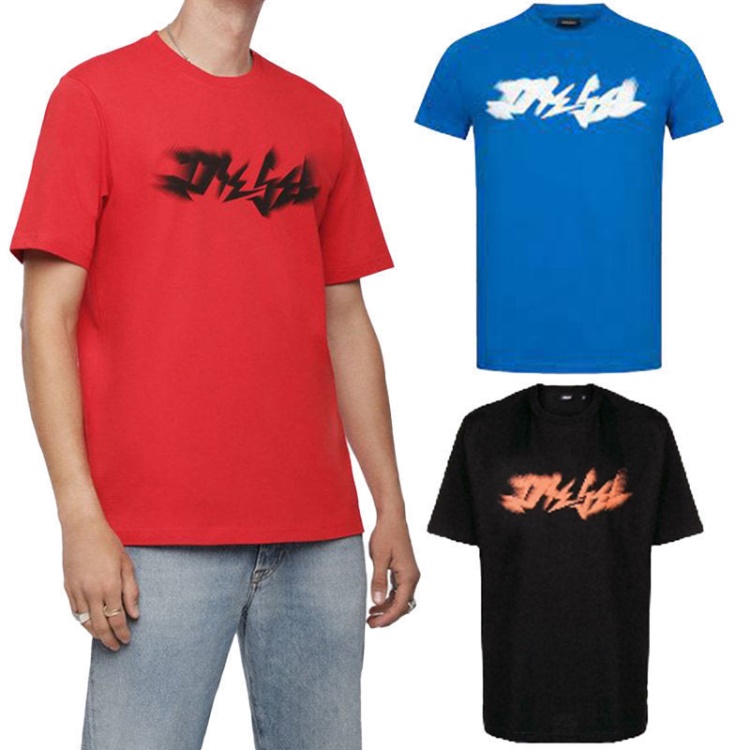 T Just Xk Men's T Shirt Short Sleeve Crew Neck Casual Summer Cotton Tees Diesel Blue/Mint Green/Dark Grey