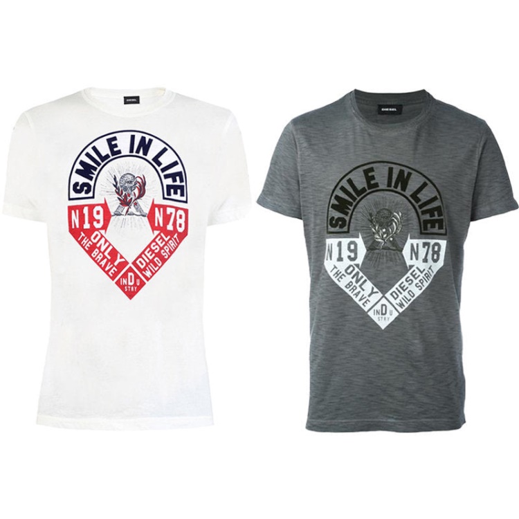 Diesel T Diego Hm Men's T Shirt Short Sleeve Crew Neck Casual Summer Cotton Tees Black/White/Blue