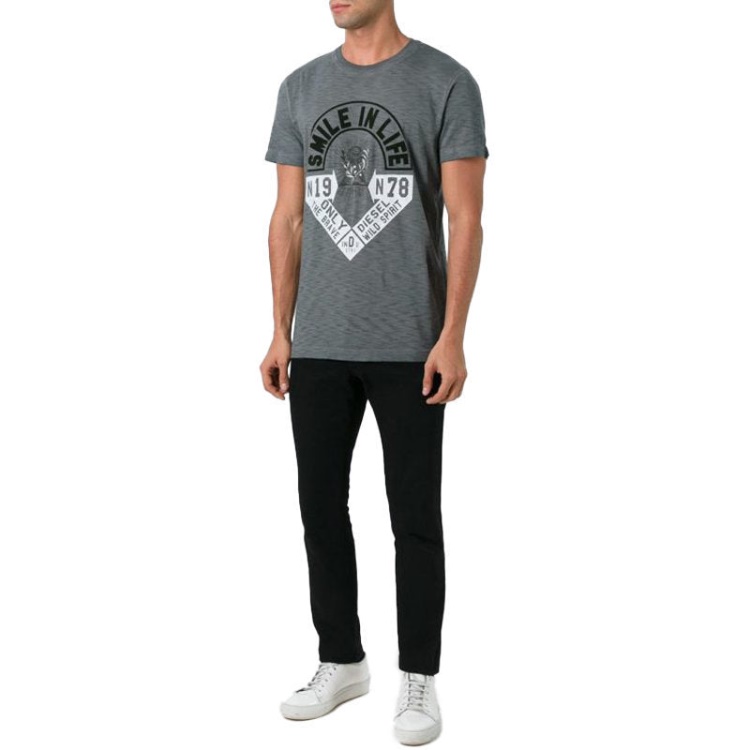 Diesel T Diego Hm Men's T Shirt Short Sleeve Crew Neck Casual Summer Cotton Tees Black/White/Blue