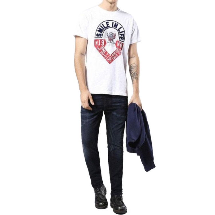 Diesel T Diego Hm Men's T Shirt Short Sleeve Crew Neck Casual Summer Cotton Tees Black/White/Blue