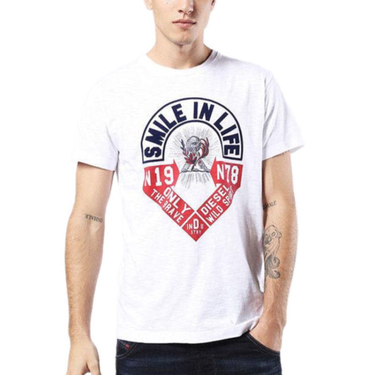 Diesel T Diego Hm Men's T Shirt Short Sleeve Crew Neck Casual Summer Cotton Tees Black/White/Blue