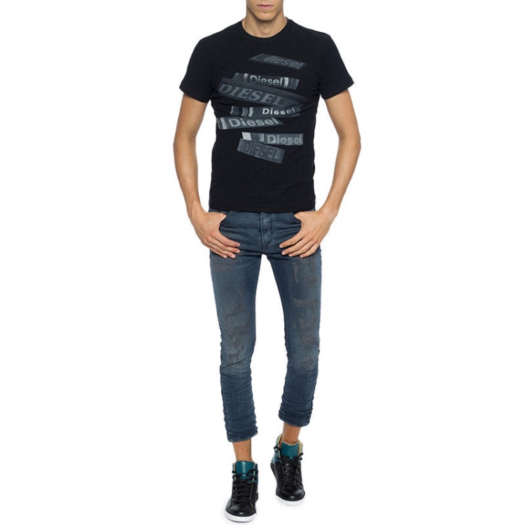 T Diego Qd Men's T Shirt Short Sleeve Crew Neck Casual Summer Cotton Tees Diesel Black/White/Navy