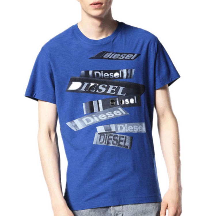 T Diego Qd Men's T Shirt Short Sleeve Crew Neck Casual Summer Cotton Tees Diesel Black/White/Navy