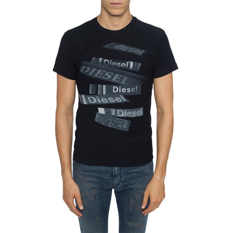 T Diego Qd Men's T Shirt Short Sleeve Crew Neck Casual Summer Cotton Tees Diesel Black/White/Navy