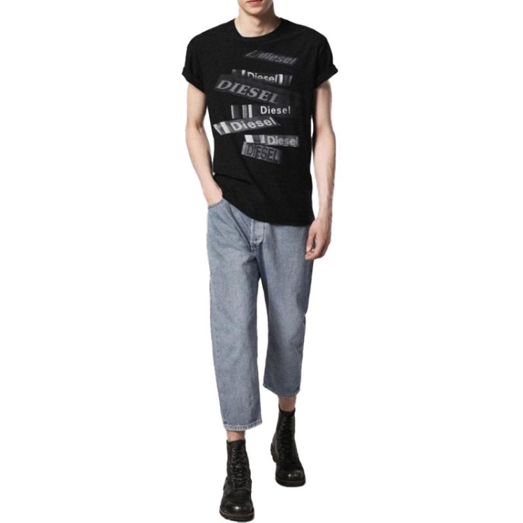 T Diego Qd Men's T Shirt Short Sleeve Crew Neck Casual Summer Cotton Tees Diesel Black/White/Navy