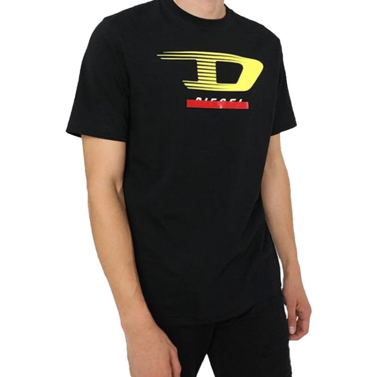 Diesel T Just Y4 Men's T Shirt Crew Neck Short Sleeve Casual Black Cotton Tee