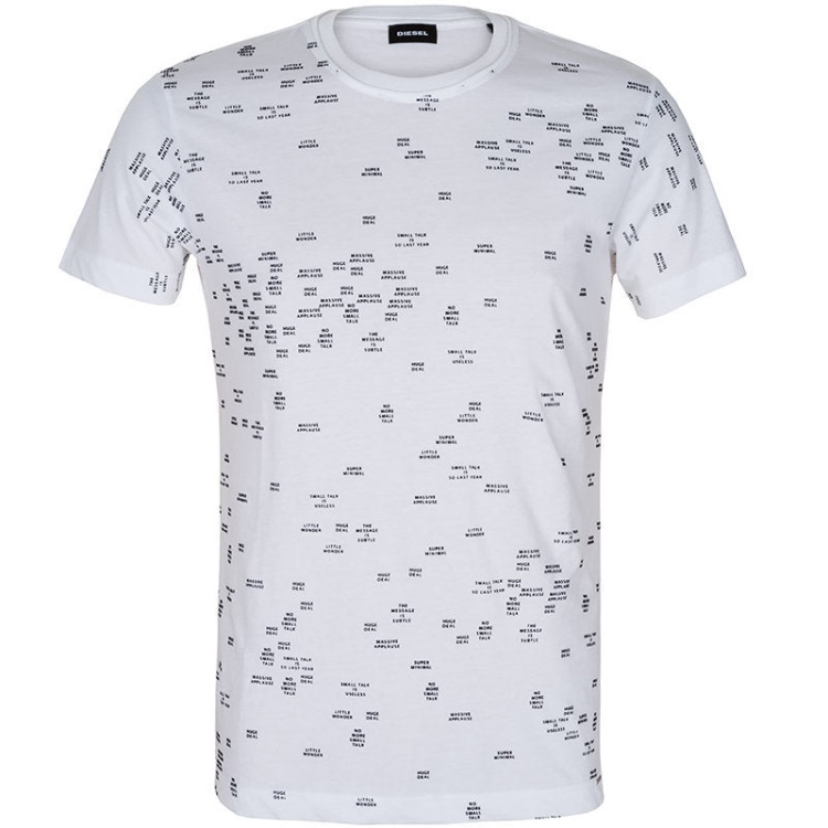 Black/Teal Green Diesel T Diego Gw Men's T Shirts Short Sleeve Crew Neck Casual Summer Cotton Tee