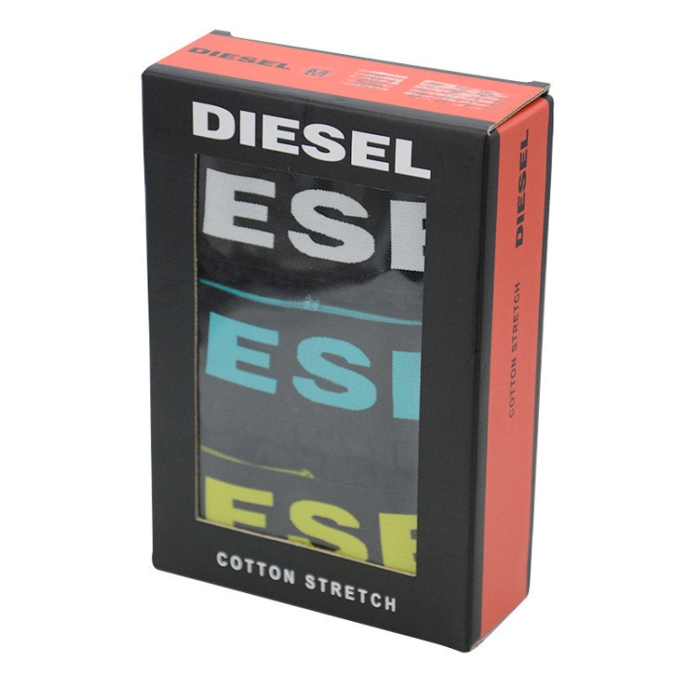 Diesel Men's Boxer Trunks Shorts 3 Pack Regular Soft Cotton Black Underwear Gift
