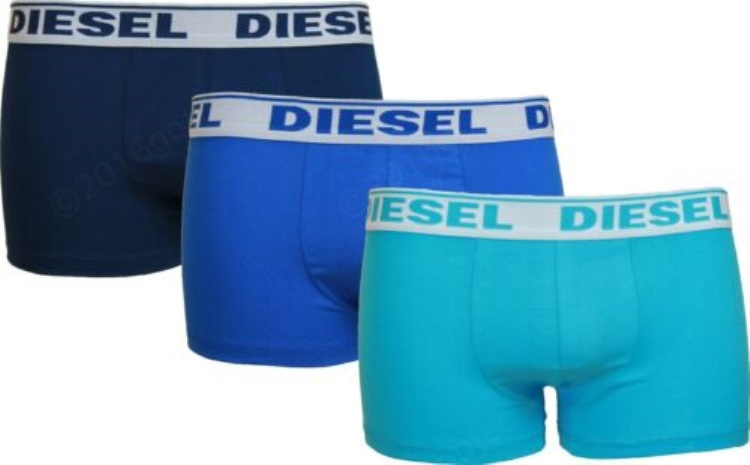 Fresh & Bright Men's Boxers Shorts 3X Pack Blue Cotton Underwear Diesel