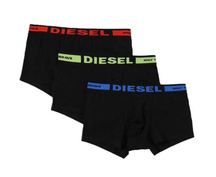 Diesel Seasonal Men's Boxer Stretch Cotton 3 Pack Underwear Trunks E8A-2991