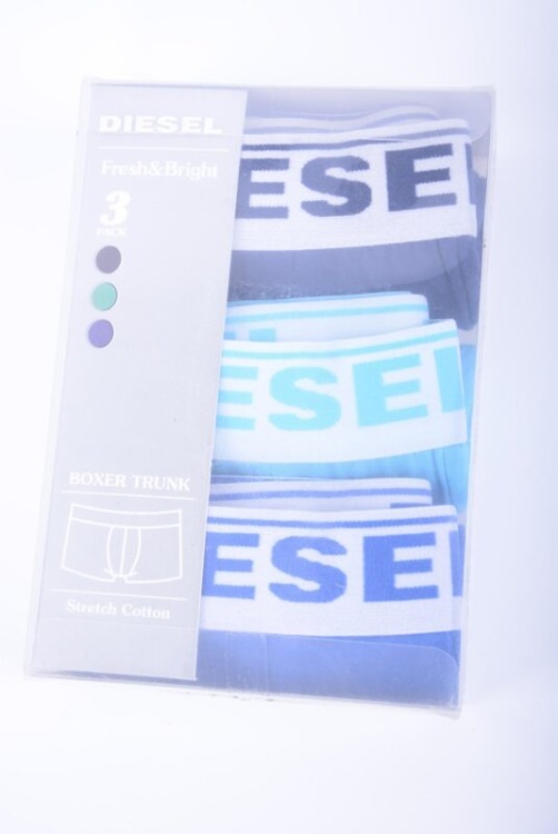Men's Boxer Trunks Fresh & Bright 3X Pack Cotton Underwear Blue Shorts Diesel