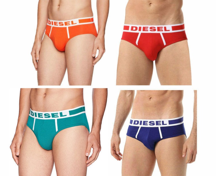 Dark Blue/Orange/Red/Black Diesel Fresh And Bright Men's Comfy Briefs Cotton Modal 1X Pack Underwear Trunks