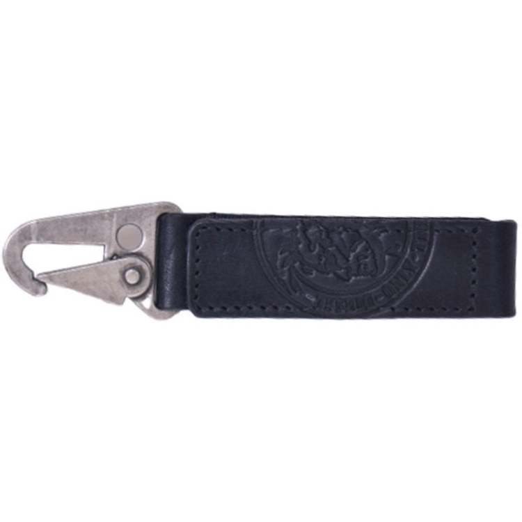 A Curb Men's Keyring Genuine Leather Metal Holder Black Keychain Diesel