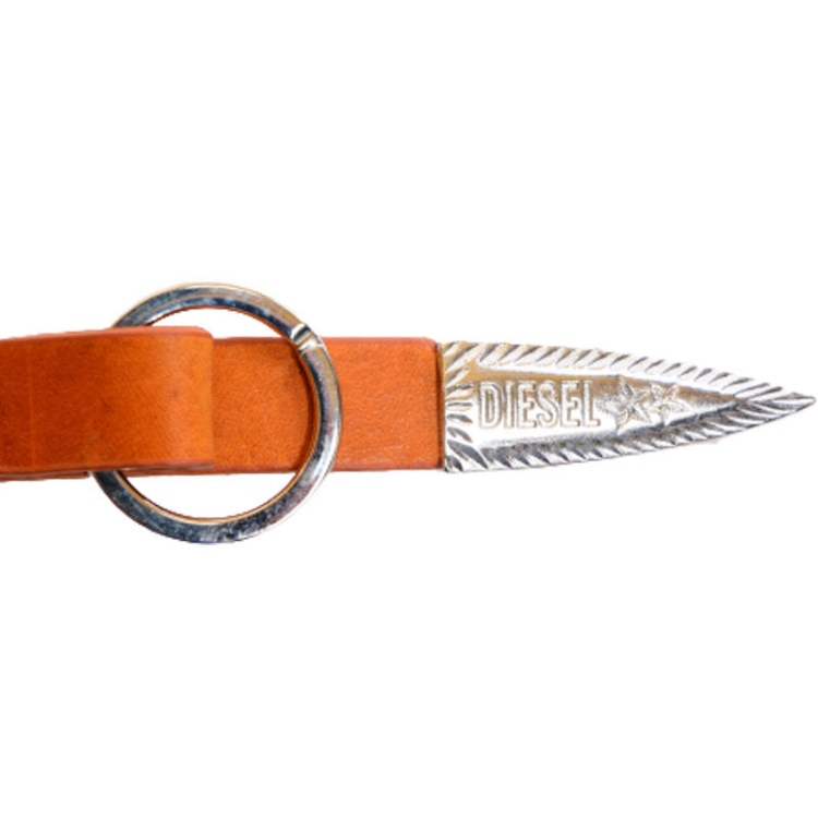 Diesel Aseon Men's Keyring Genuine Cow Leather Metal Holder Brown Key Holder