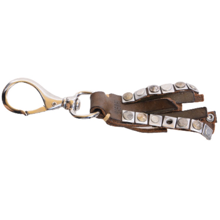 Abos Men's Keyring Genuine Cow Leather Metal Holder Brown Key Holder Diesel