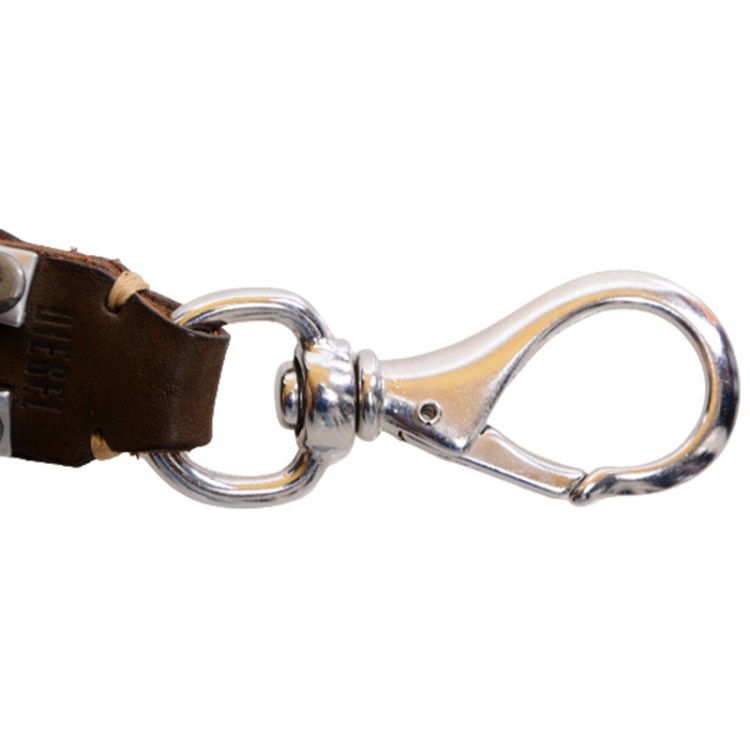 Abos Men's Keyring Genuine Cow Leather Metal Holder Brown Key Holder Diesel