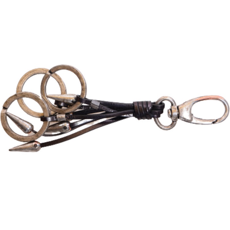 Diesel Abapo Men's Keyring Genuine Cow Leather Metal Holder Brown Key Holder