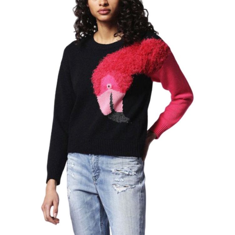 Diesel M Flamy A Flamingo 0Hanu Women's Sweatshirt Crew Neck Pullover Knit Jumper