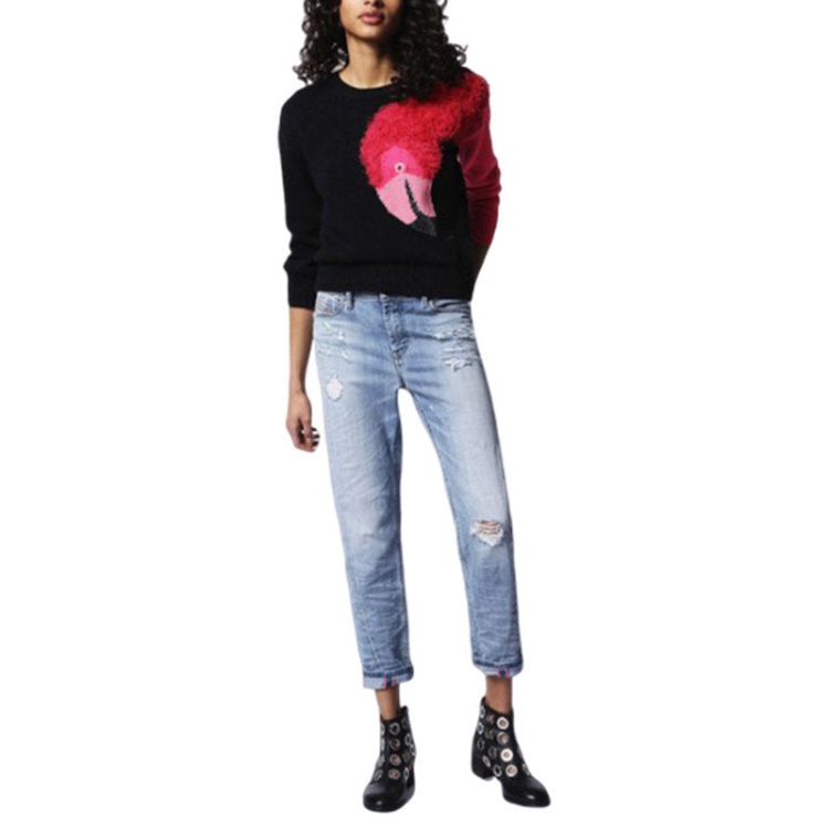 Diesel M Flamy A Flamingo 0Hanu Women's Sweatshirt Crew Neck Pullover Knit Jumper