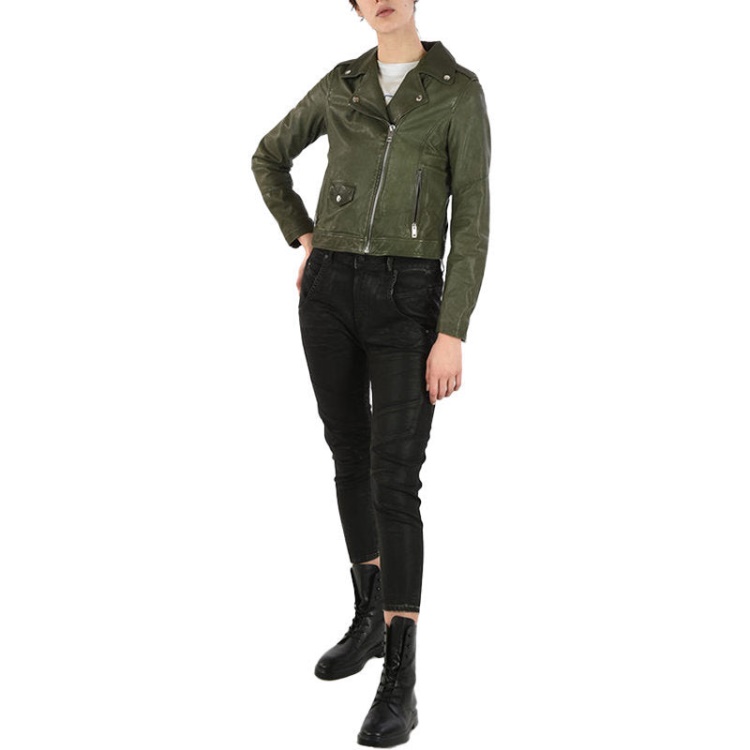 Diesel R Sery Women's Jackets Stylish Leather Racer Coats Casual Biker Jackets
