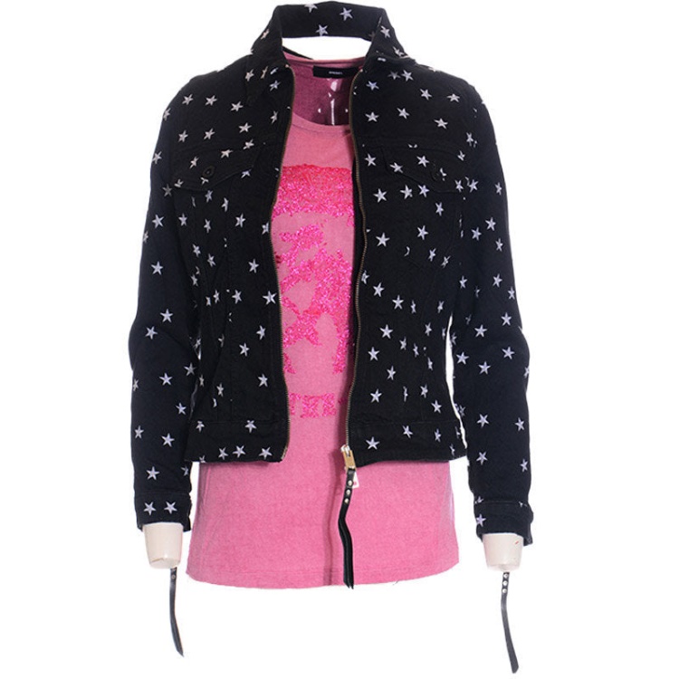 De Rocky Women's Jackets Stylish Denim Racer Coats Casual Biker Jackets Diesel