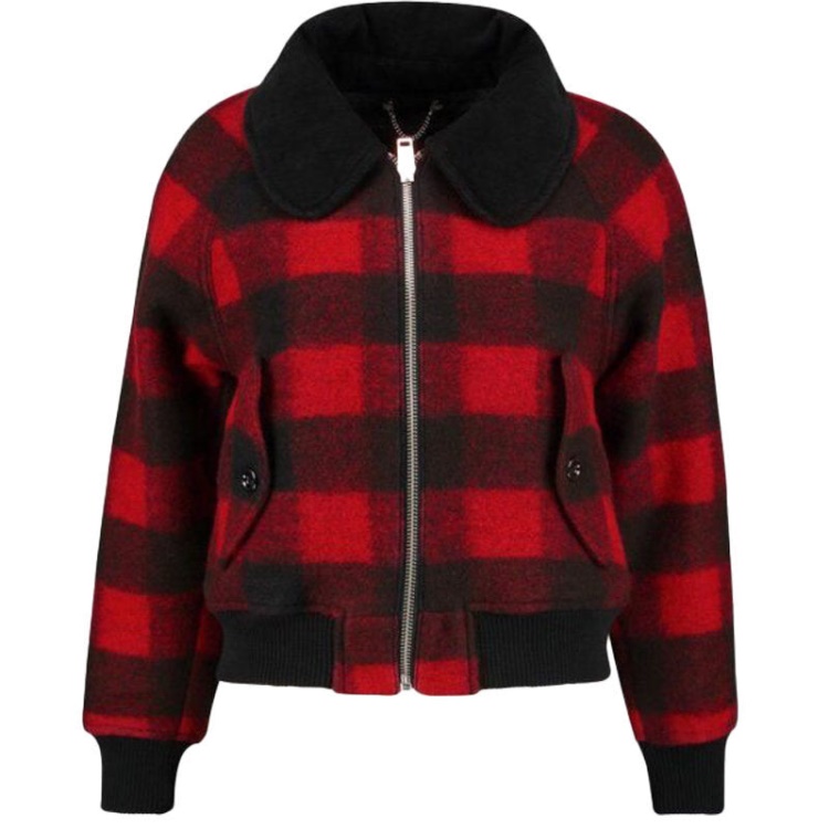 Diesel W Rosie Women's Jacket Quilted Buffalo Cropped Check Winter Outwear Wool