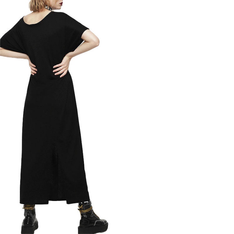 D Alba Women's Long Dress Round Neck Maxi Metal Party Wear Top Belt Black Diesel
