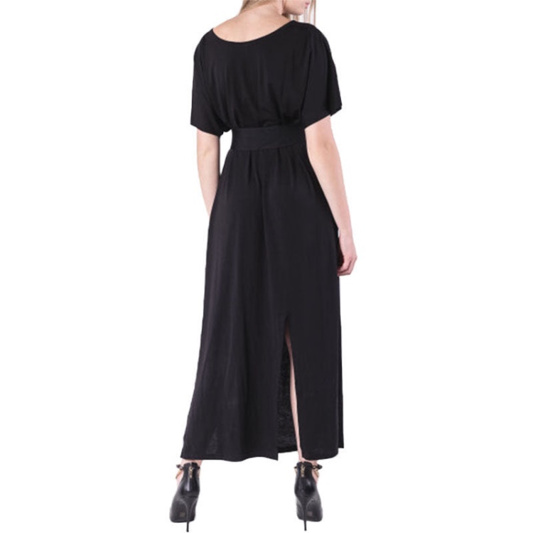 D Alba Women's Long Dress Round Neck Maxi Metal Party Wear Top Belt Black Diesel