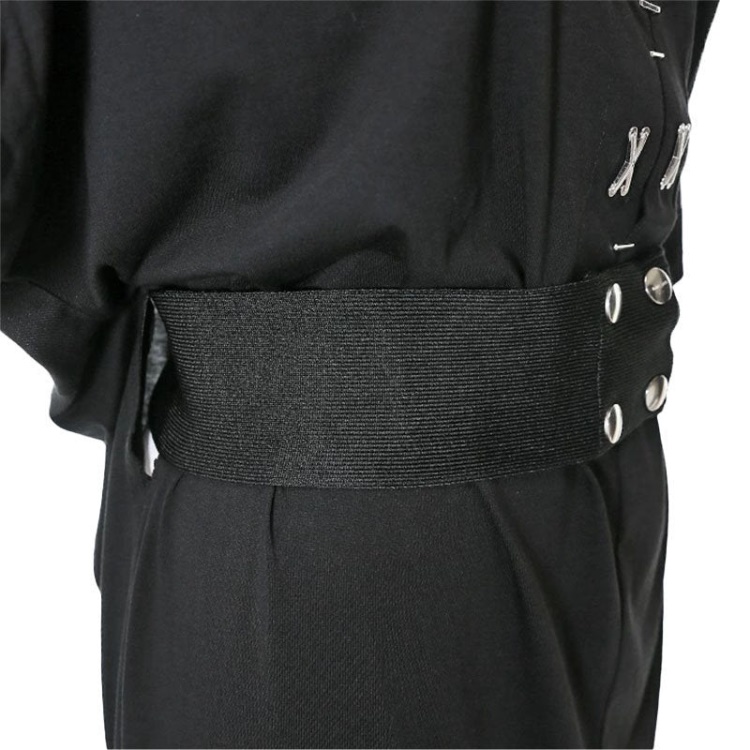 D Alba Women's Long Dress Round Neck Maxi Metal Party Wear Top Belt Black Diesel