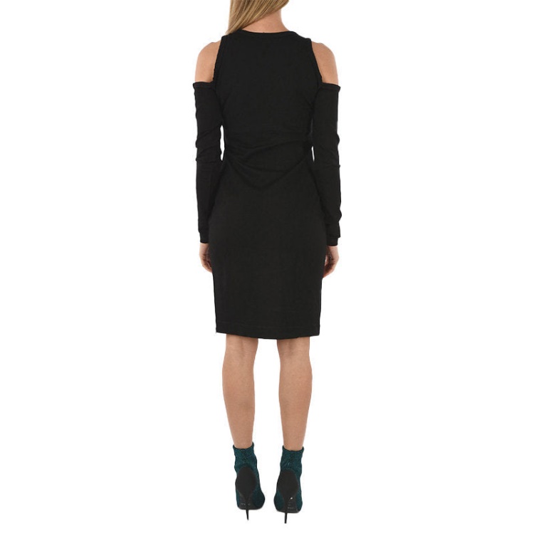 Diesel D Cecyl 0Dapr Women's Short Dress Cotton Black Long Sleeve Crew Neck Tops
