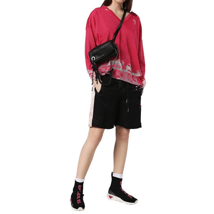 Diesel M Sport Women's Dress V Neck Long Sleeve Pullover Regular Pink Tops