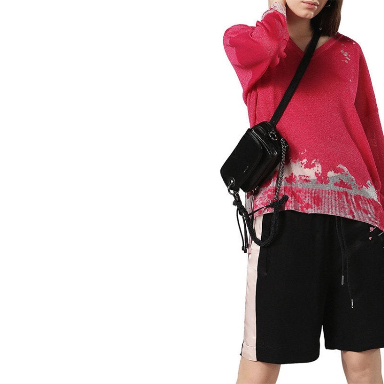 Diesel M Sport Women's Dress V Neck Long Sleeve Pullover Regular Pink Tops