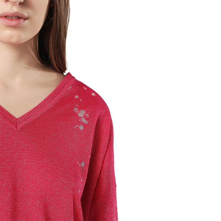 Diesel M Sport Women's Dress V Neck Long Sleeve Pullover Regular Pink Tops