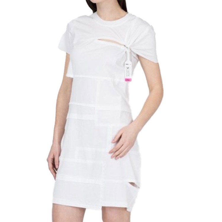 D Milia Women's Dress Round Neck Patchwork Dress Regular Fit Casual Tops Diesel