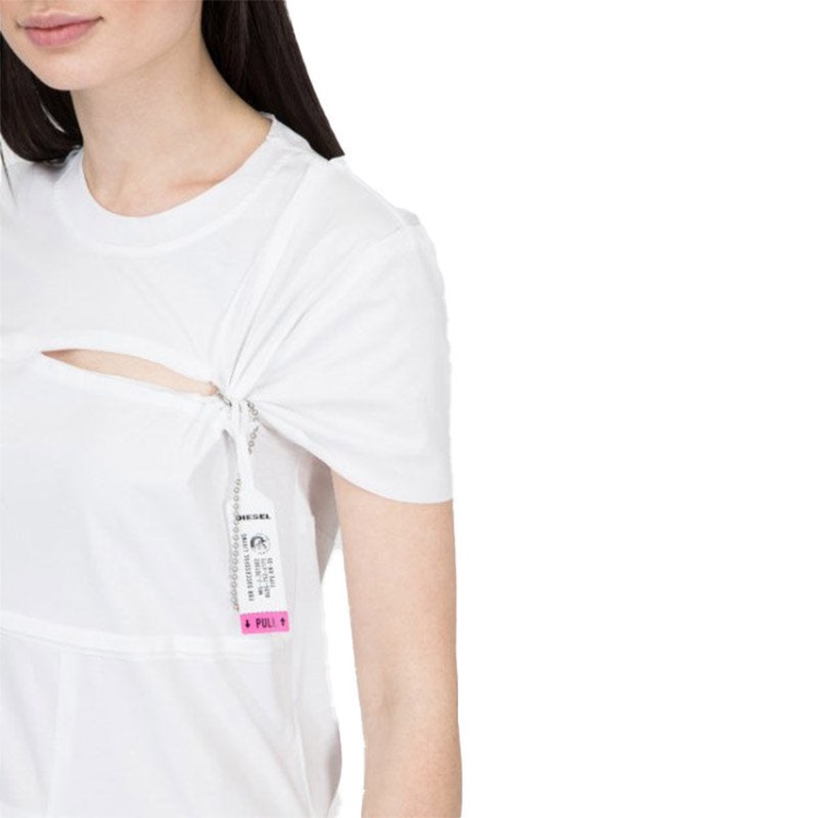 D Milia Women's Dress Round Neck Patchwork Dress Regular Fit Casual Tops Diesel