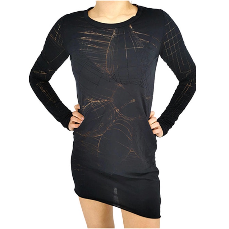 T Charl Women's Dress Round Neck Short Dress Long Sleeves Relaxed Fit Tops Diesel