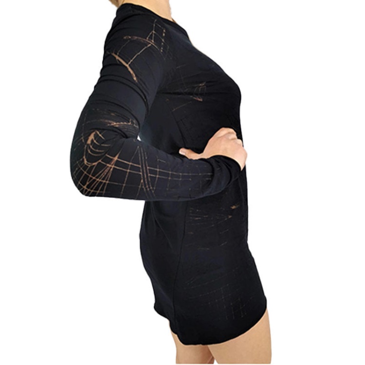 T Charl Women's Dress Round Neck Short Dress Long Sleeves Relaxed Fit Tops Diesel