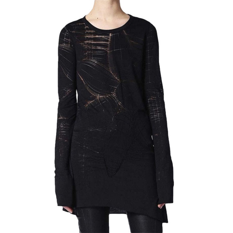 T Charl Women's Dress Round Neck Short Dress Long Sleeves Relaxed Fit Tops Diesel