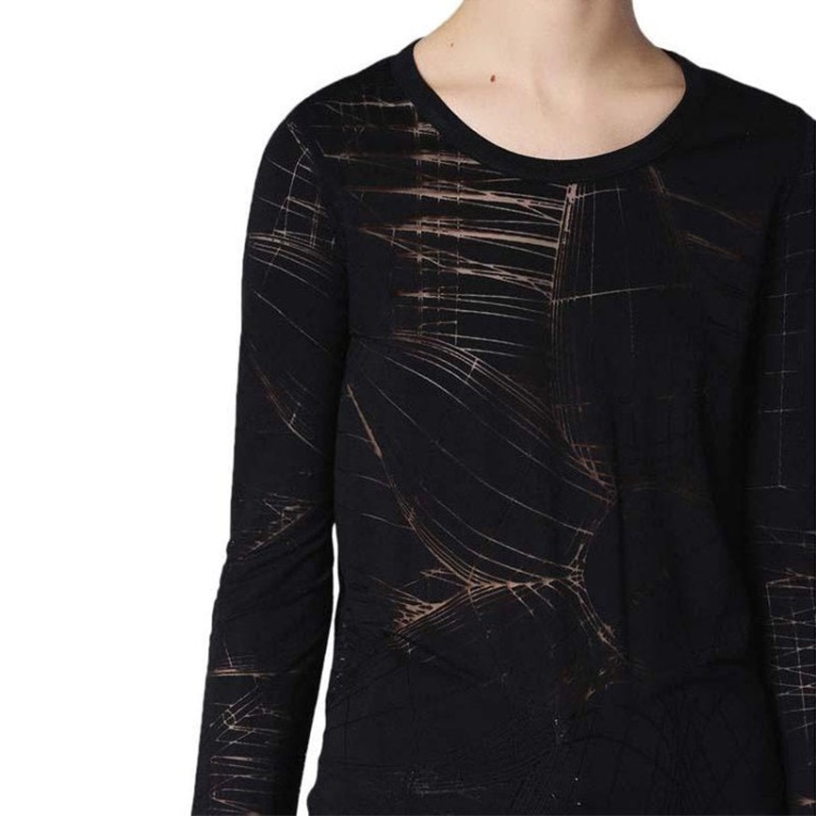 T Charl Women's Dress Round Neck Short Dress Long Sleeves Relaxed Fit Tops Diesel