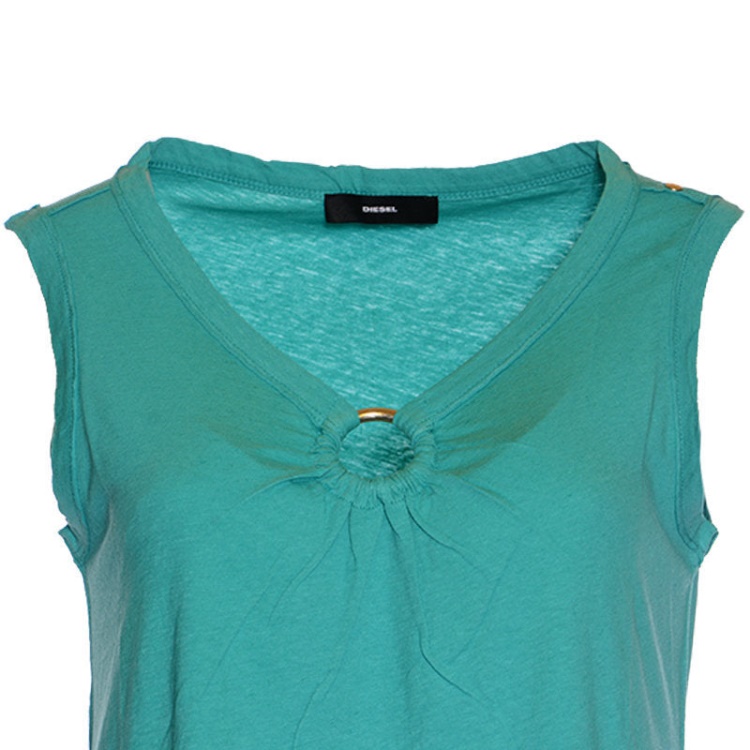 Diesel D Isbel Women's Dress Plain Sleeveless Green Summer Casual And Party Wears