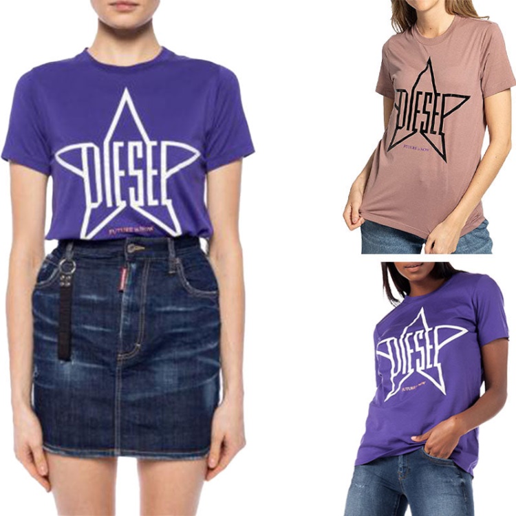 Diesel T Sily Za Women's T Shirt Crew Neck Short Sleeve Top Casual Summer Tee New