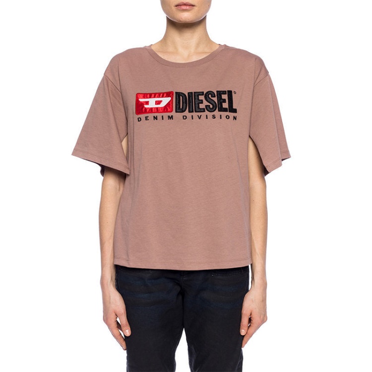 T Jacky D Women's T Shirt Crew Neck Short Sleeve Top Casual Summer Tee Diesel Blue/Off White/Pink