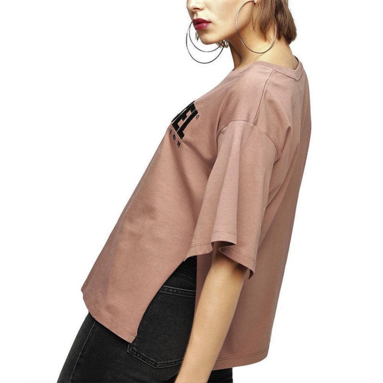 T Jacky D Women's T Shirt Crew Neck Short Sleeve Top Casual Summer Tee Diesel Blue/Off White/Pink