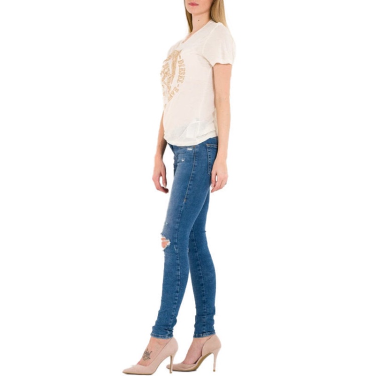 White/Black Diesel T Mori Women's T Shirt Crew Neck Short Sleeve Casual Summer Cotton Top New