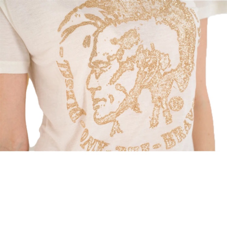 White/Black Diesel T Mori Women's T Shirt Crew Neck Short Sleeve Casual Summer Cotton Top New