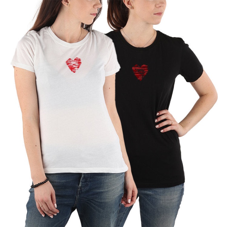 T Sily C Women's T Shirt Crew Neck Short Sleeve Top Casual Summer Tee New Diesel White