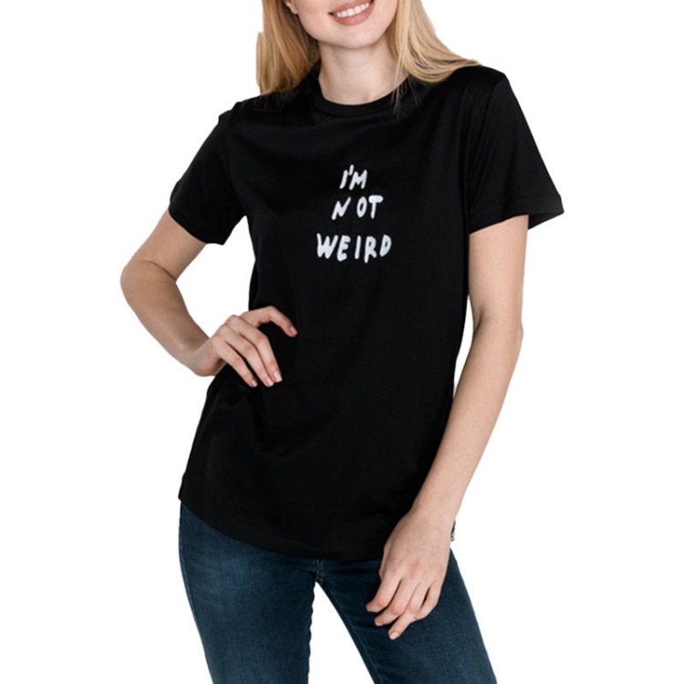 T Flavia B Women's T-Shirt Crew Neck Short Sleeve Casual Summer Black Tops Diesel