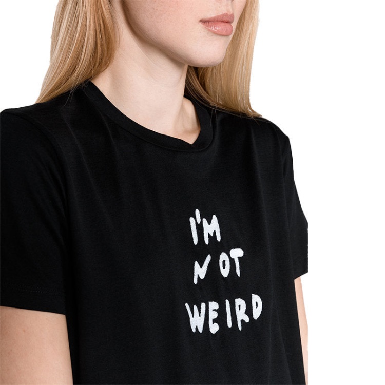 T Flavia B Women's T-Shirt Crew Neck Short Sleeve Casual Summer Black Tops Diesel