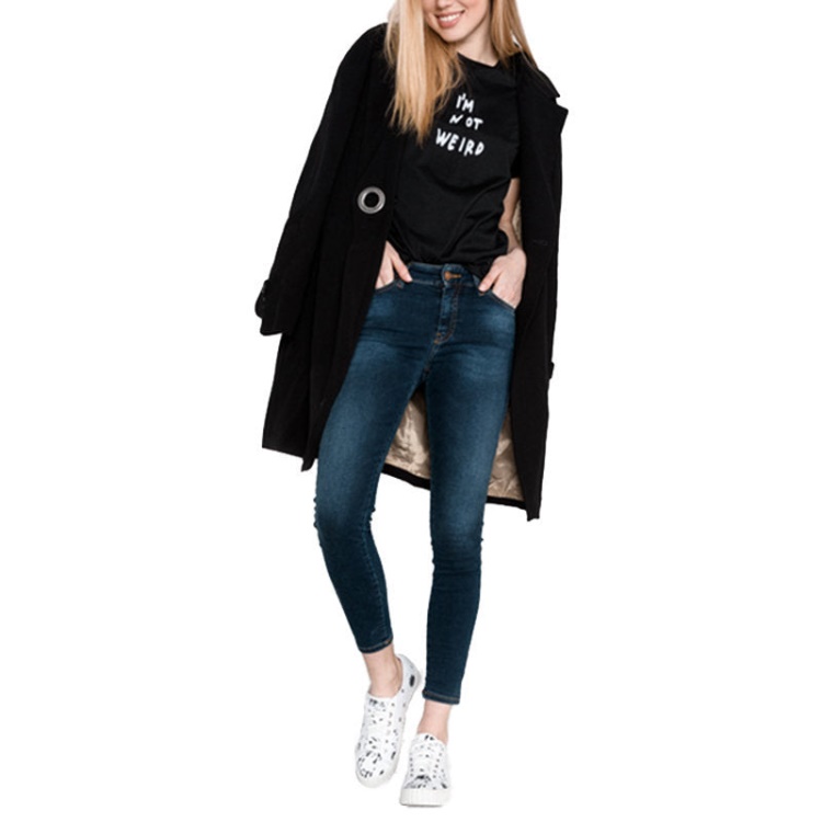 T Flavia B Women's T-Shirt Crew Neck Short Sleeve Casual Summer Black Tops Diesel